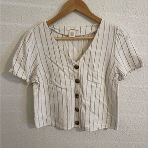 URBAN Romantics White and Black Striped Button-Down Shirt